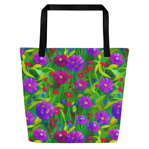 Violet Meadow on a Large Tote Bag W/ Pocket