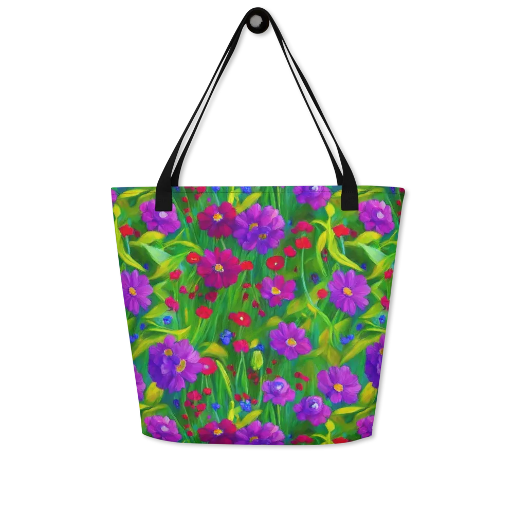 Violet Meadow on Large Tote Bag W/ Pocket — Front