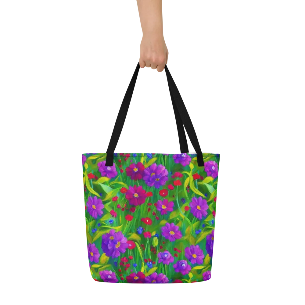 Violet Meadow on Large Tote Bag W/ Pocket — Front