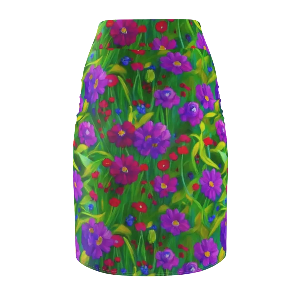 Violet Meadow on Pencil Skirt — Back