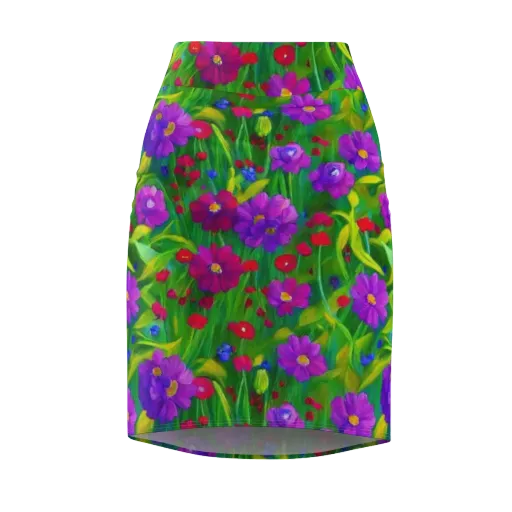 Violet Meadow on a Pencil Skirt