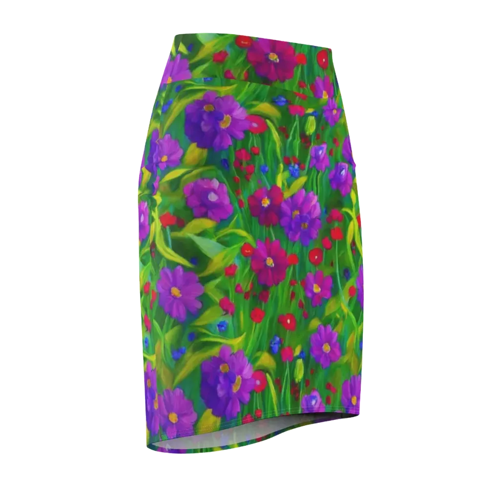 Violet Meadow on Pencil Skirt — Front Side