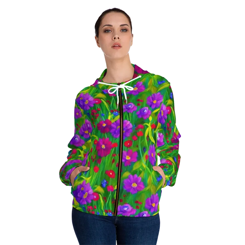 Violet Meadow on Women's Full-Zip Hoodie — Front On Person