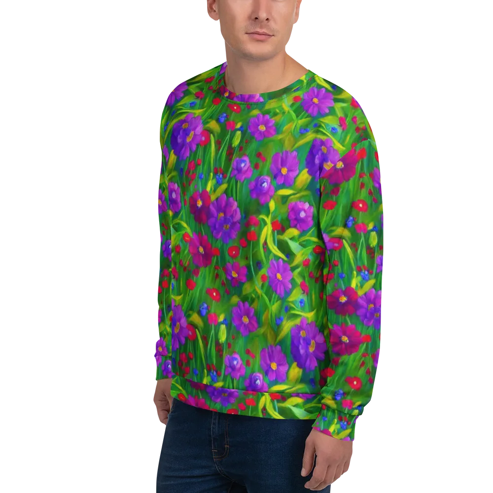 Violet Meadow on Sweatshirt — Left Front