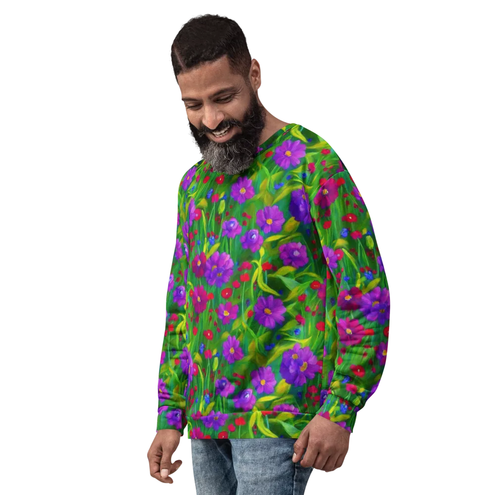 Violet Meadow on Sweatshirt — Left Front