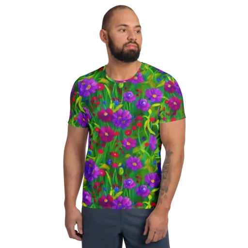 Violet Meadow on a Men's Athletic T-Shirt