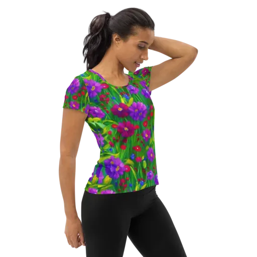Violet Meadow on a Women's Athletic T-Shirt