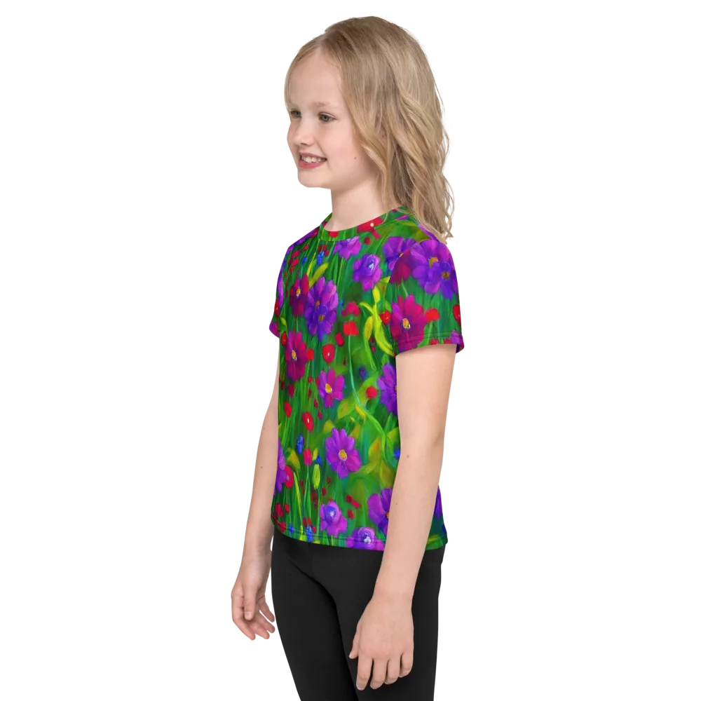 Violet Meadow on Kids Crew Neck T-Shirt — Left
