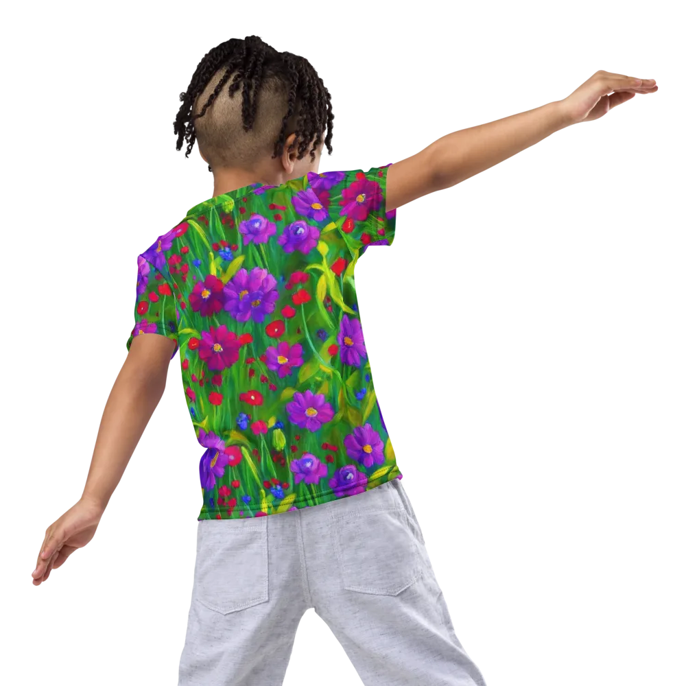 Violet Meadow on Kids Crew Neck T-Shirt — Back