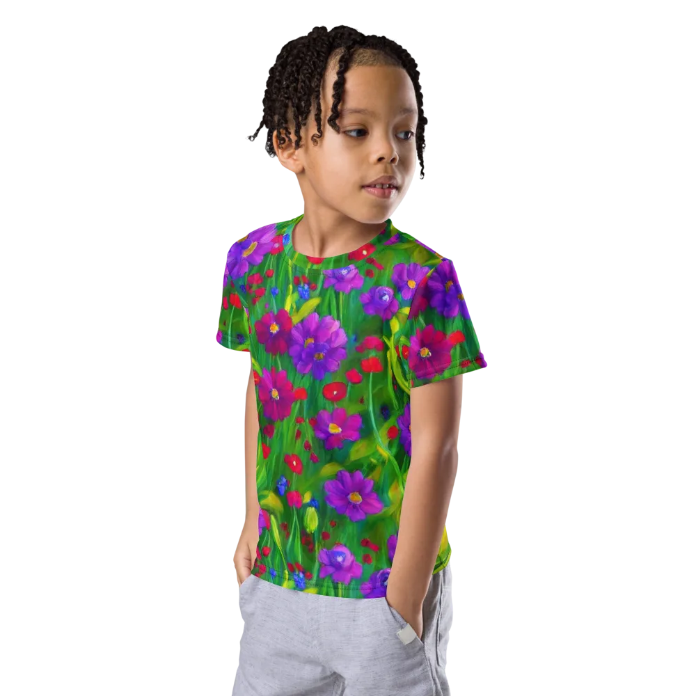 Violet Meadow on Kids Crew Neck T-Shirt — Left Front