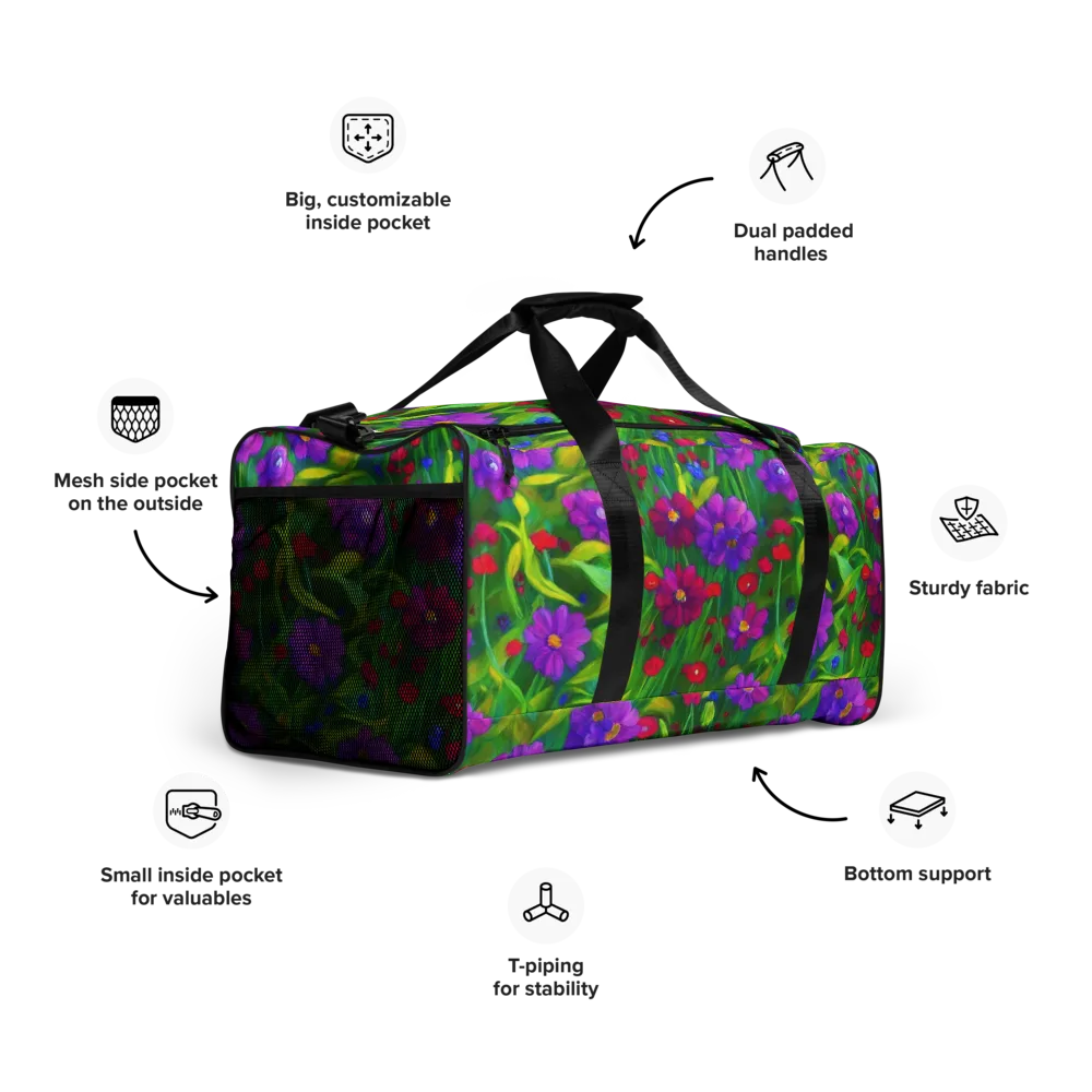 Violet Meadow on Duffle Bag — Right Front