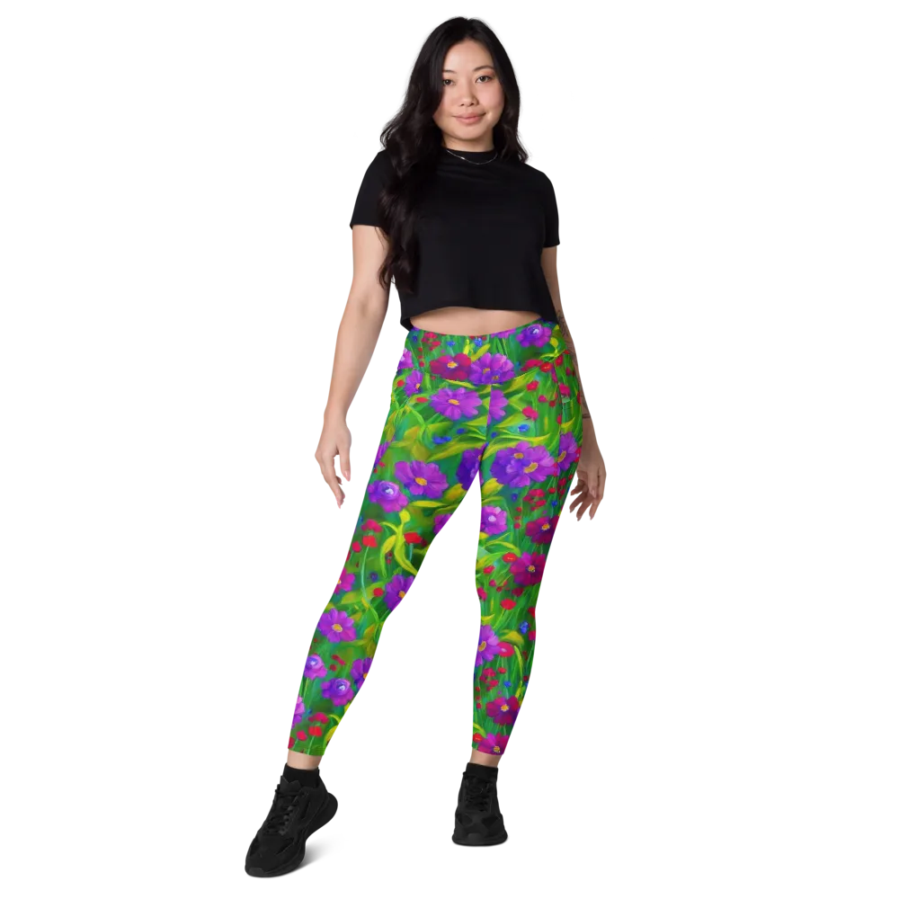 Violet Meadow on Leggings with Pockets — Front