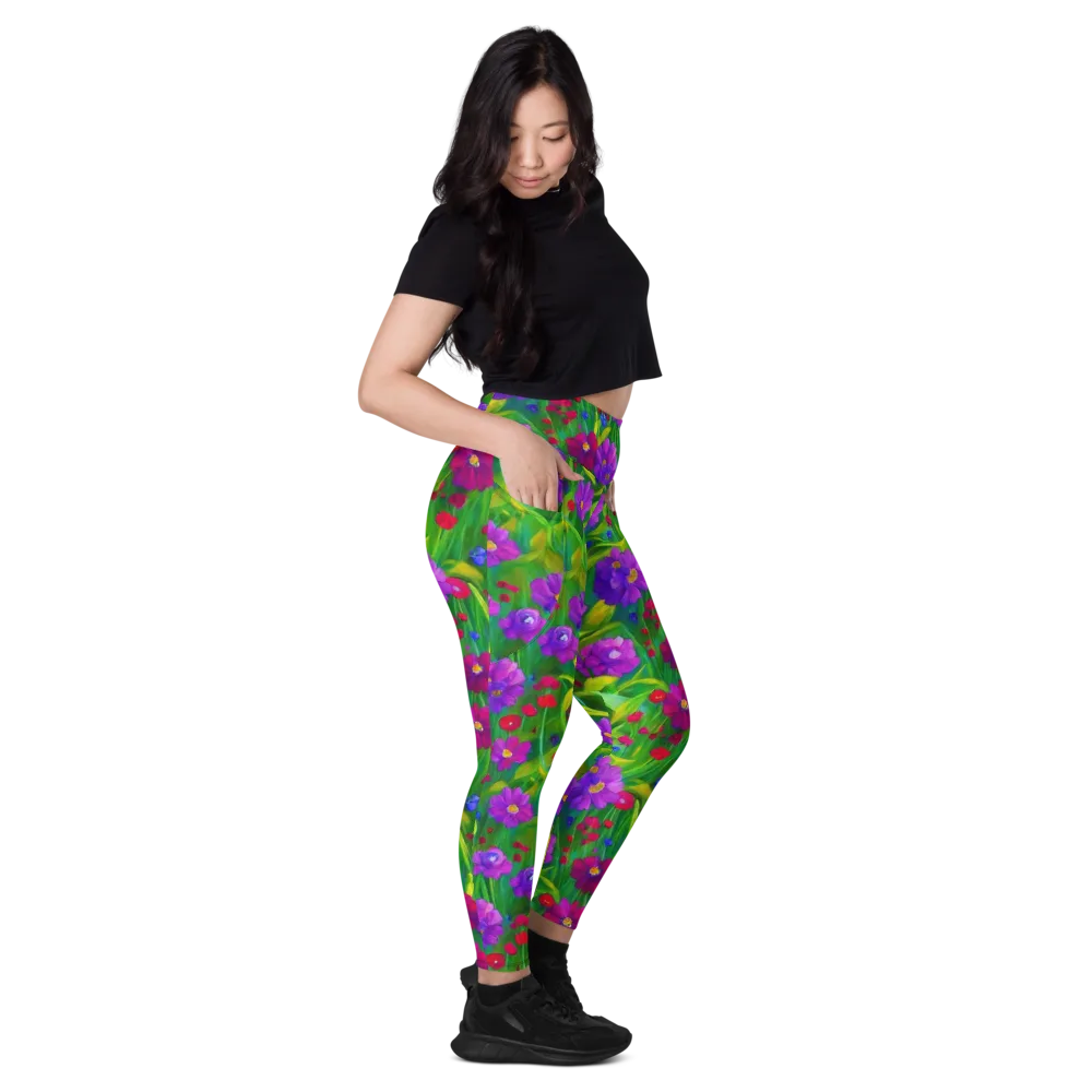 Violet Meadow on Leggings with Pockets — Right