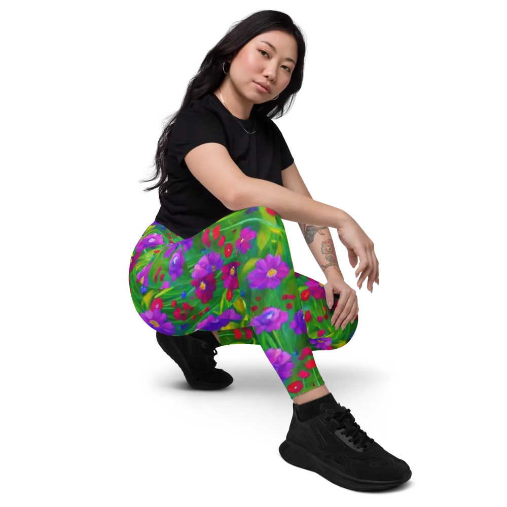 Violet Meadow on Leggings with Pockets — Right Front