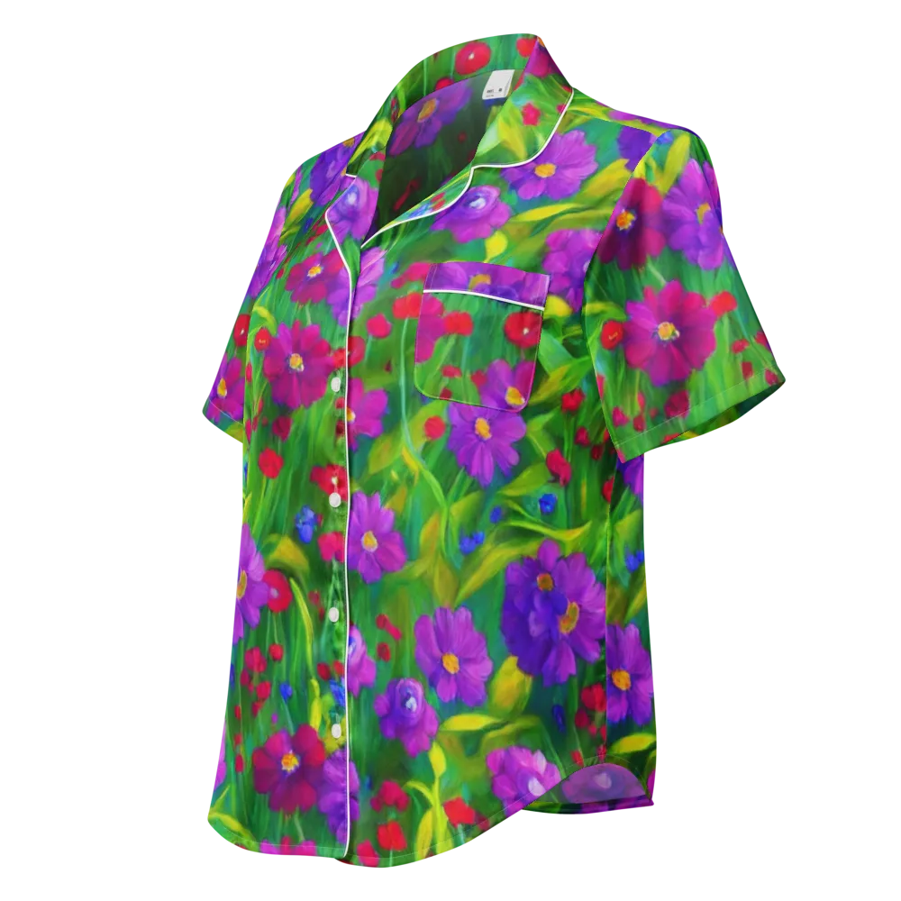 Violet Meadow on Women's Short Sleeve Pajama Top — Left Front