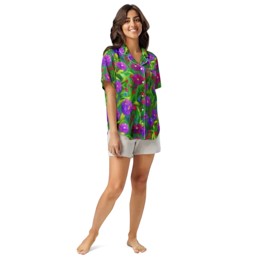 Violet Meadow on a Women's Short Sleeve Pajama Top