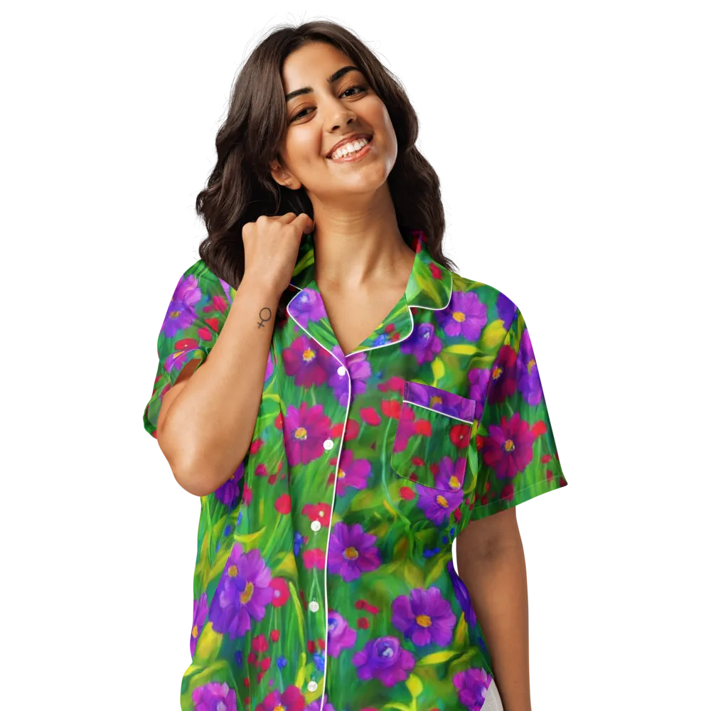 Violet Meadow on Women's Short Sleeve Pajama Top — Front