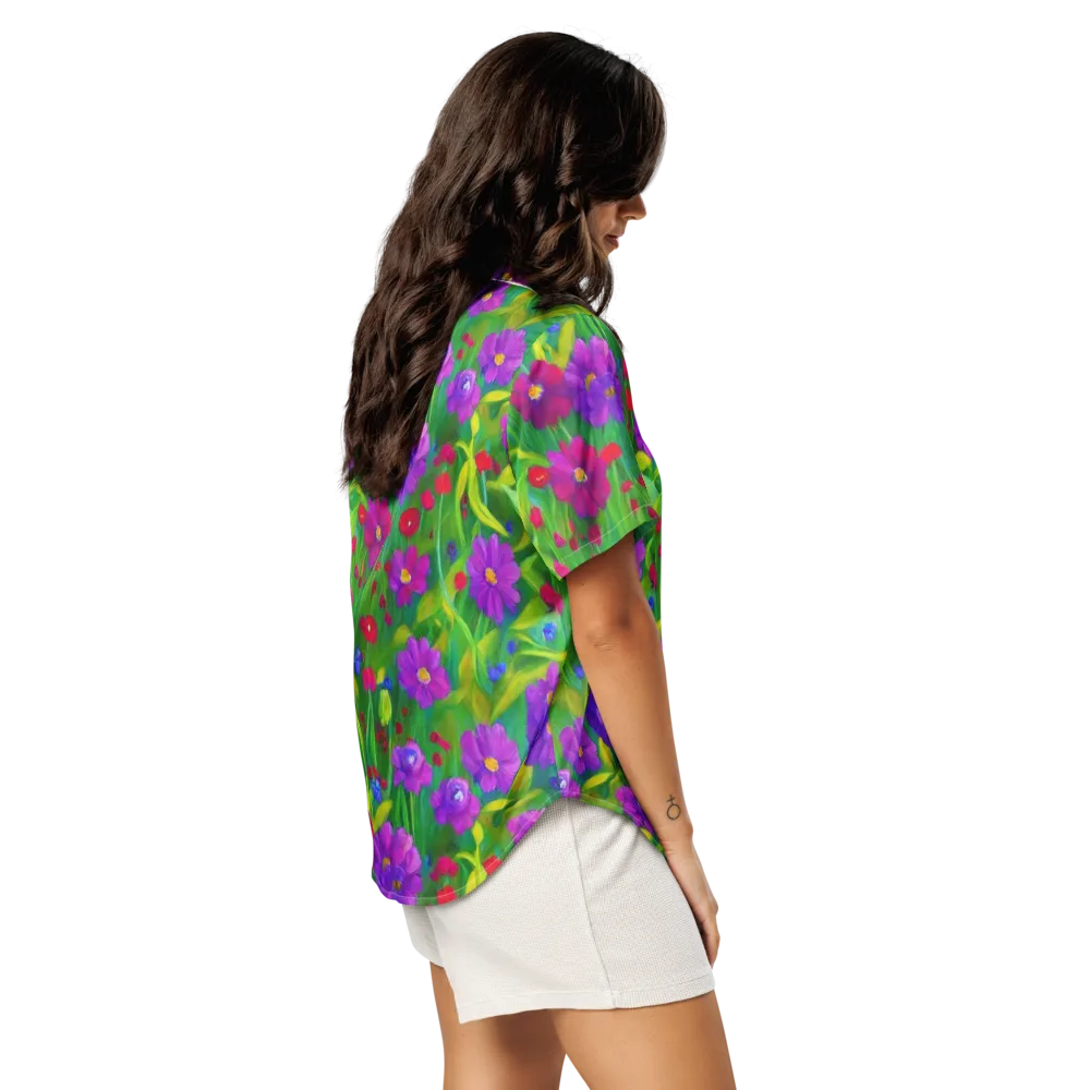 Violet Meadow on Women's Short Sleeve Pajama Top — Right Back