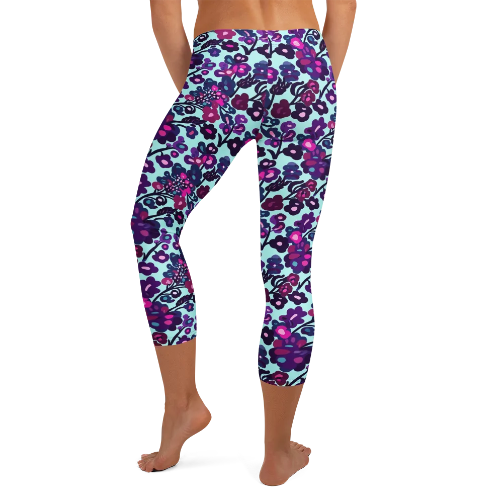 Electric Wildflowers on Capri Leggings — Back
