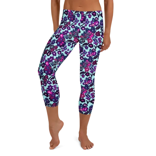 Electric Wildflowers on a Capri Leggings