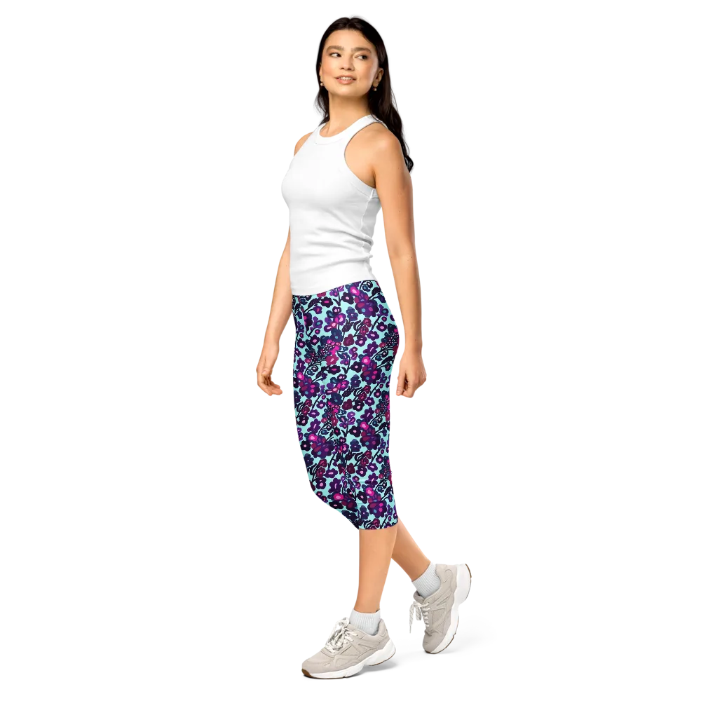 Electric Wildflowers on Capri Leggings — Left Front