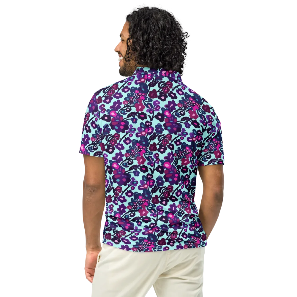 Electric Wildflowers on Men's Slim Fit Polo Shirt — Back