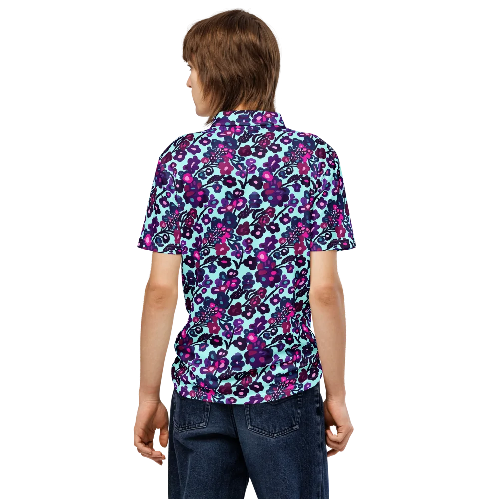 Electric Wildflowers on Men's Slim Fit Polo Shirt — Back