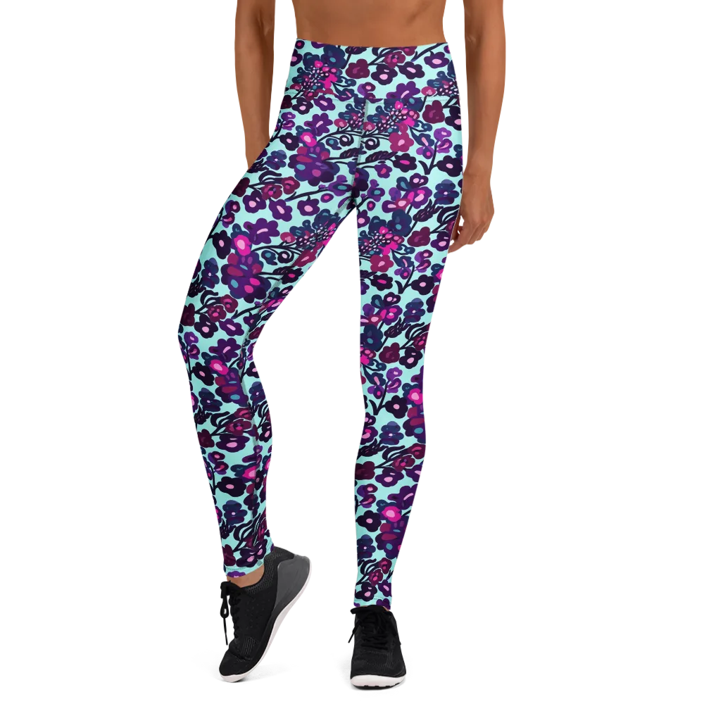 Electric Wildflowers on Yoga Leggings — Front