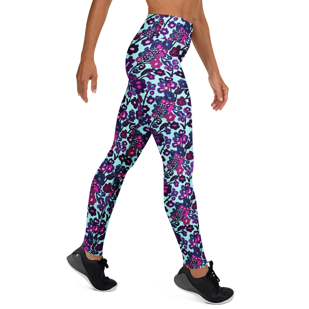 Electric Wildflowers on Yoga Leggings — Right