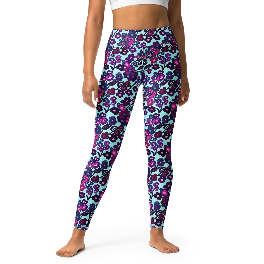 Electric Wildflowers on Yoga Leggings — Front