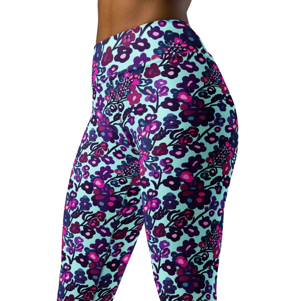Electric Wildflowers on Yoga Leggings — Left Front