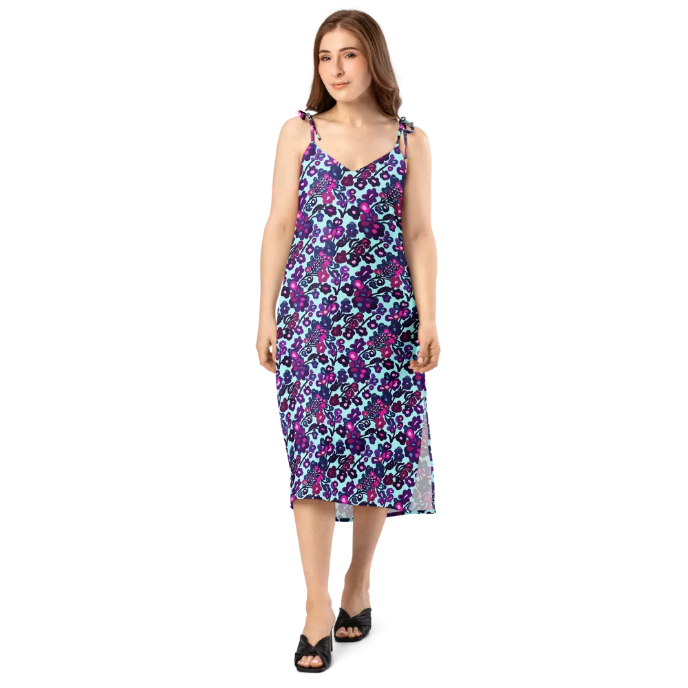 Electric Wildflowers on Slip Dress — Front