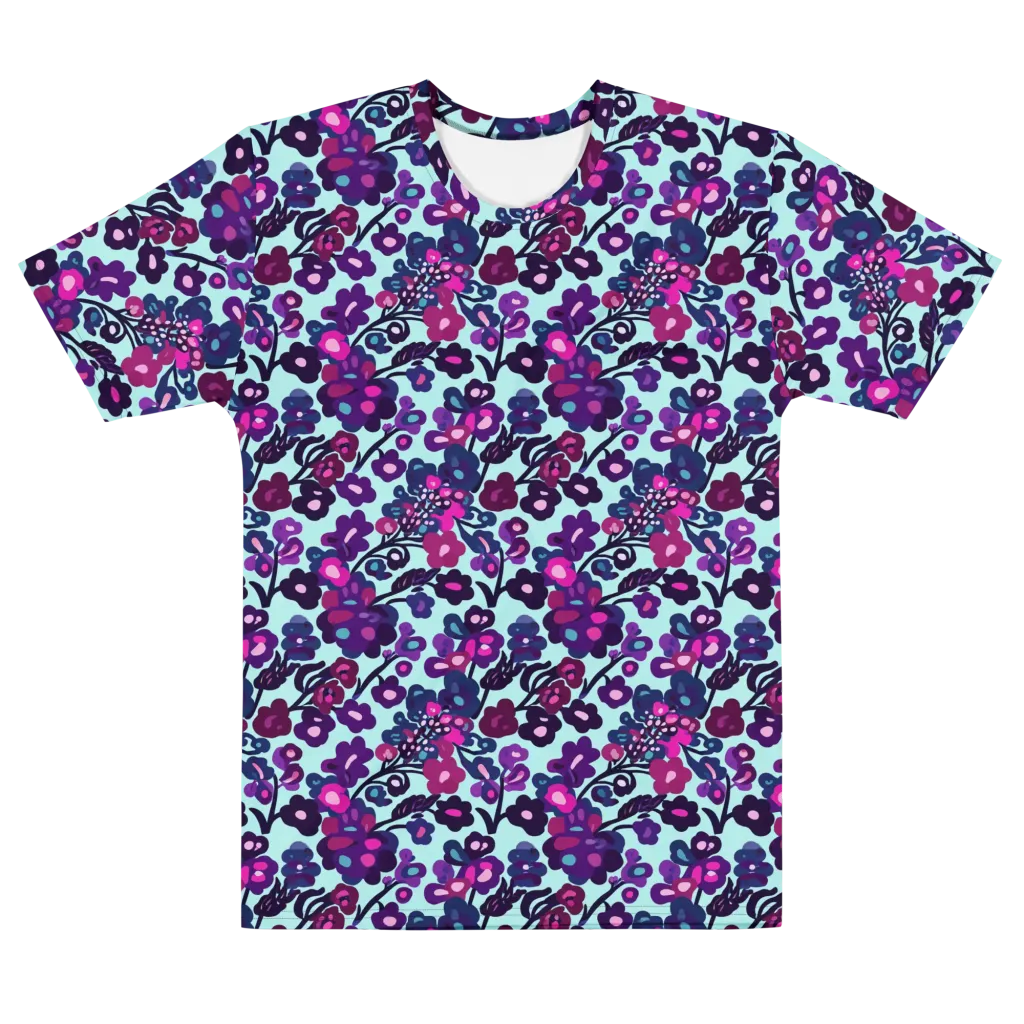 Electric Wildflowers on Men's Cotton Crew Neck T-Shirt — Front