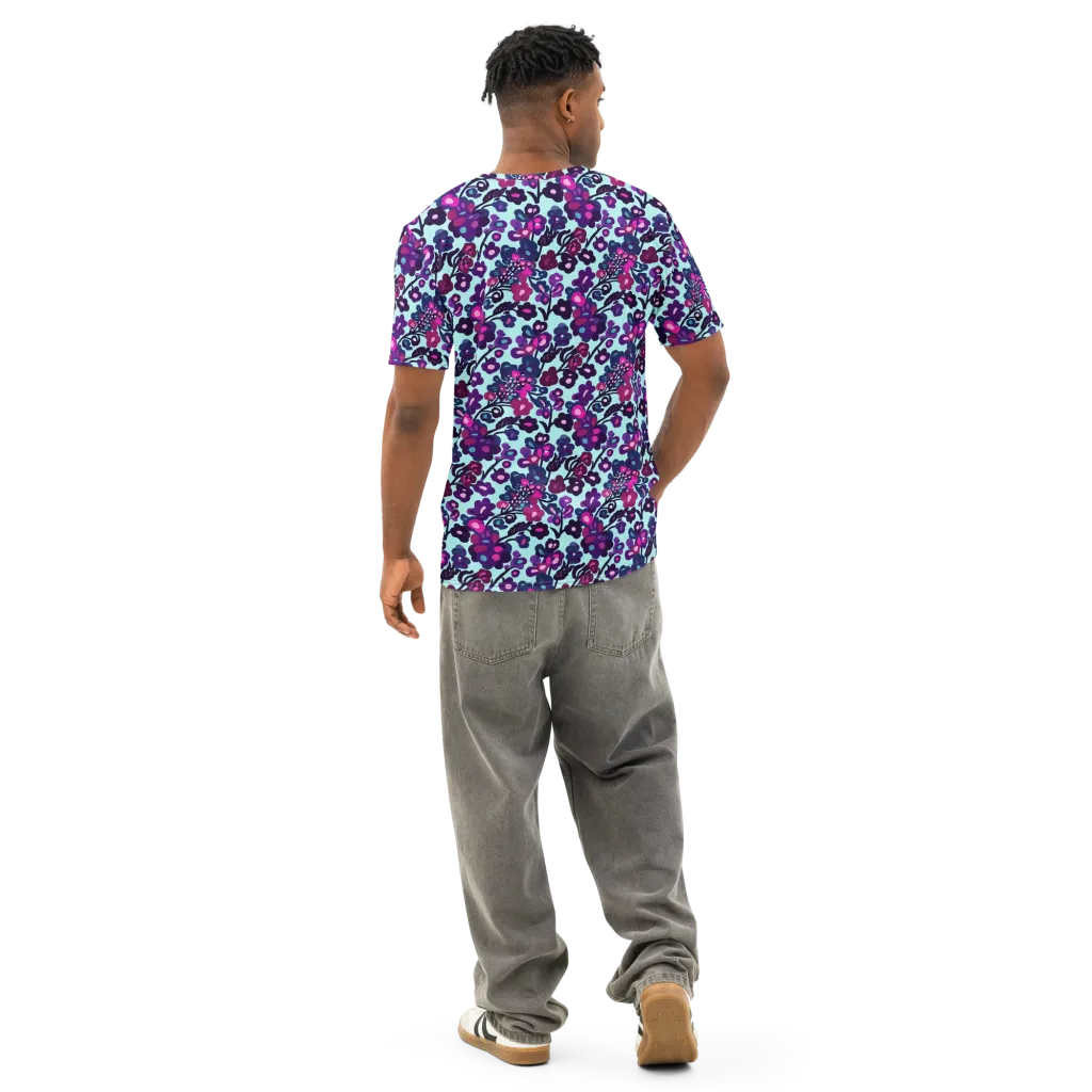 Electric Wildflowers on Men's Cotton Crew Neck T-Shirt — Back