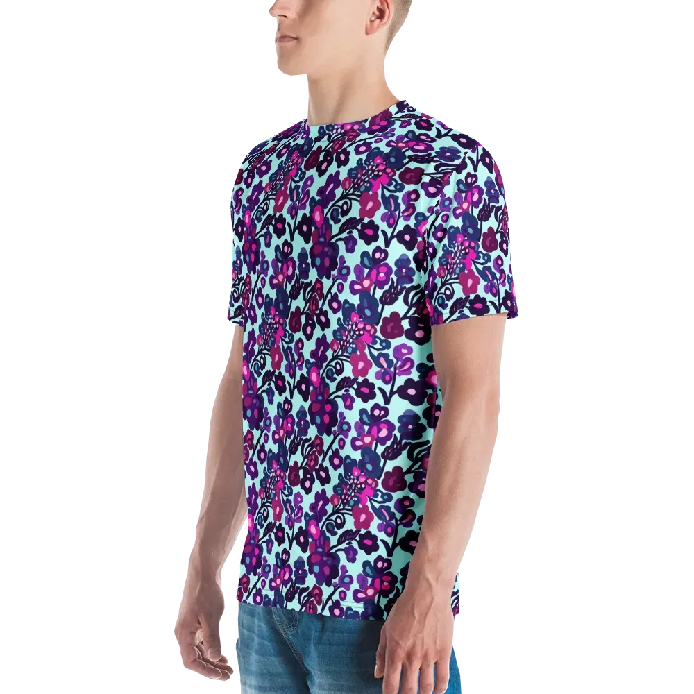 Electric Wildflowers on Men's Crew Neck T-Shirt — Left