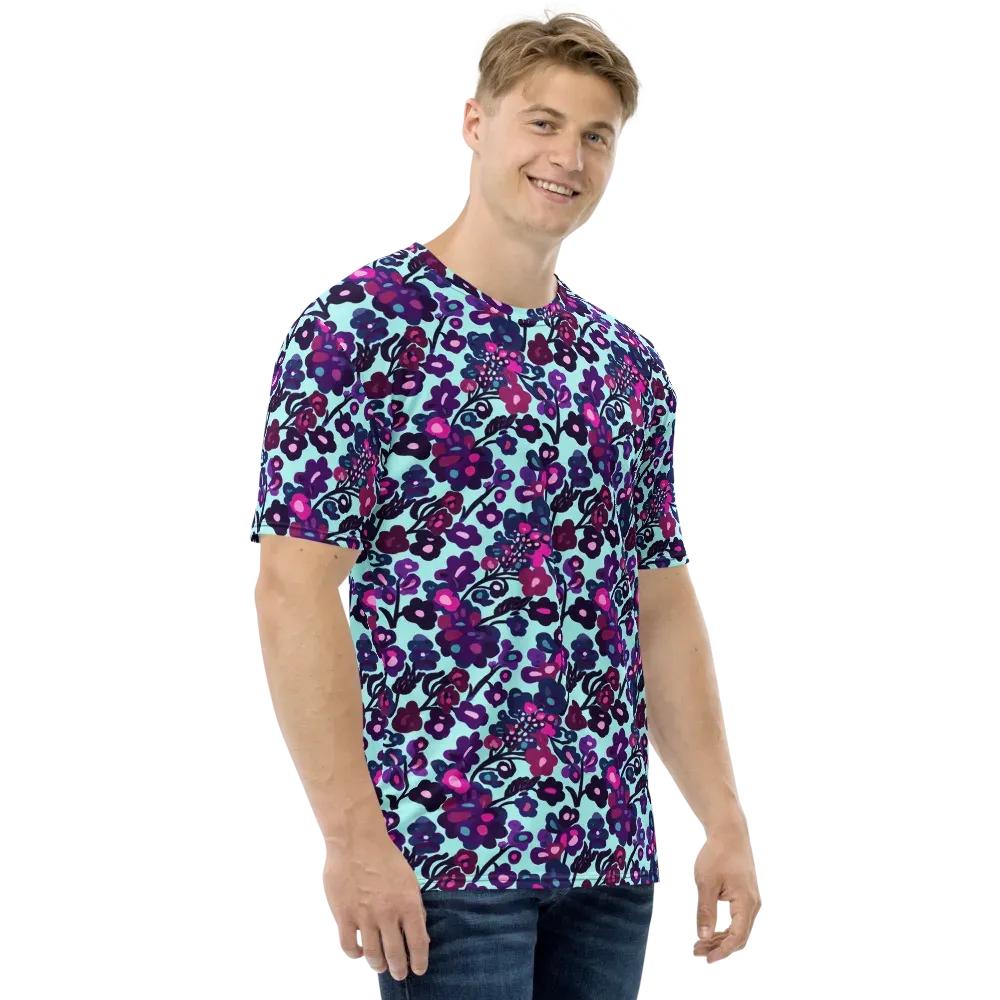 Electric Wildflowers on Men's Crew Neck T-Shirt — Right