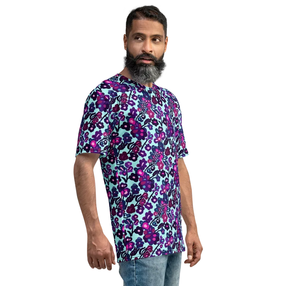 Electric Wildflowers on Men's Crew Neck T-Shirt — Right