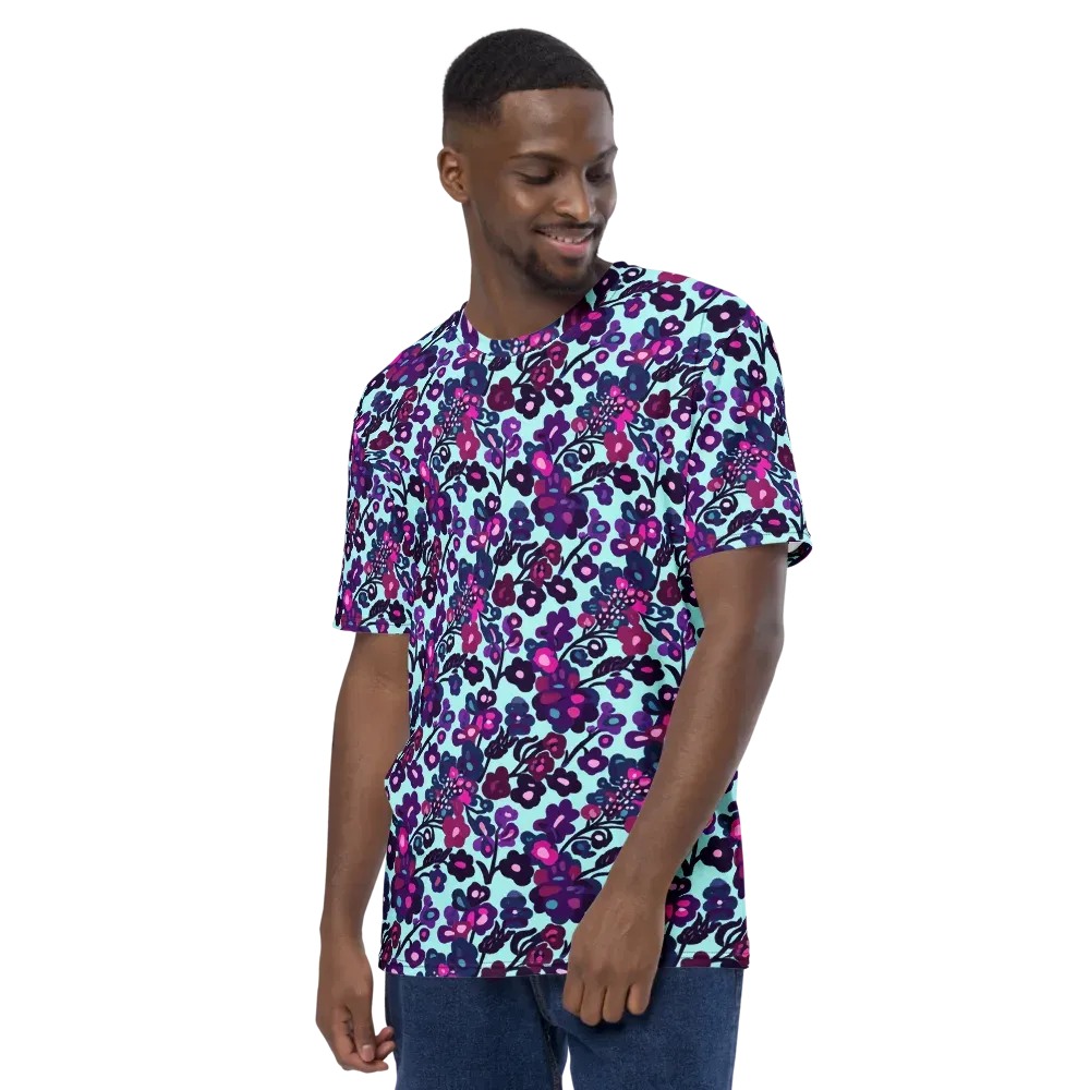 Electric Wildflowers on Men's Crew Neck T-Shirt — Left
