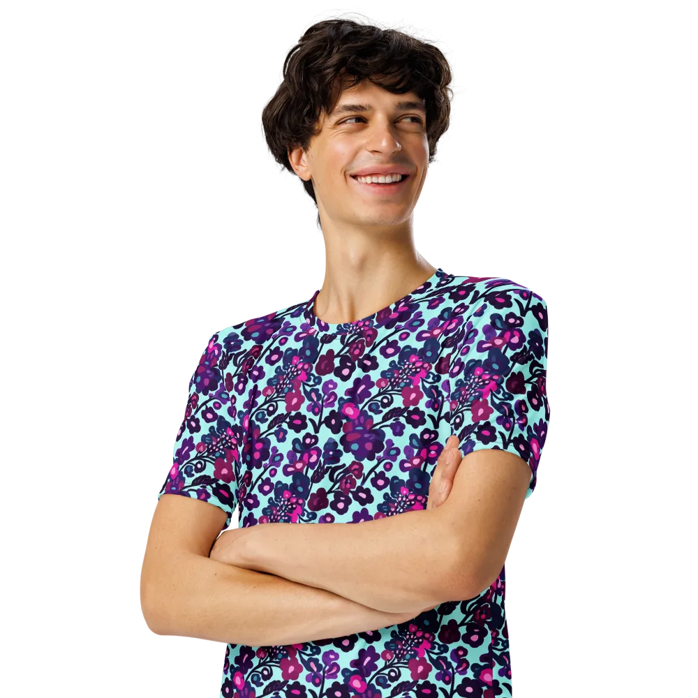 Electric Wildflowers on Men's Crew Neck T-Shirt — Left Front