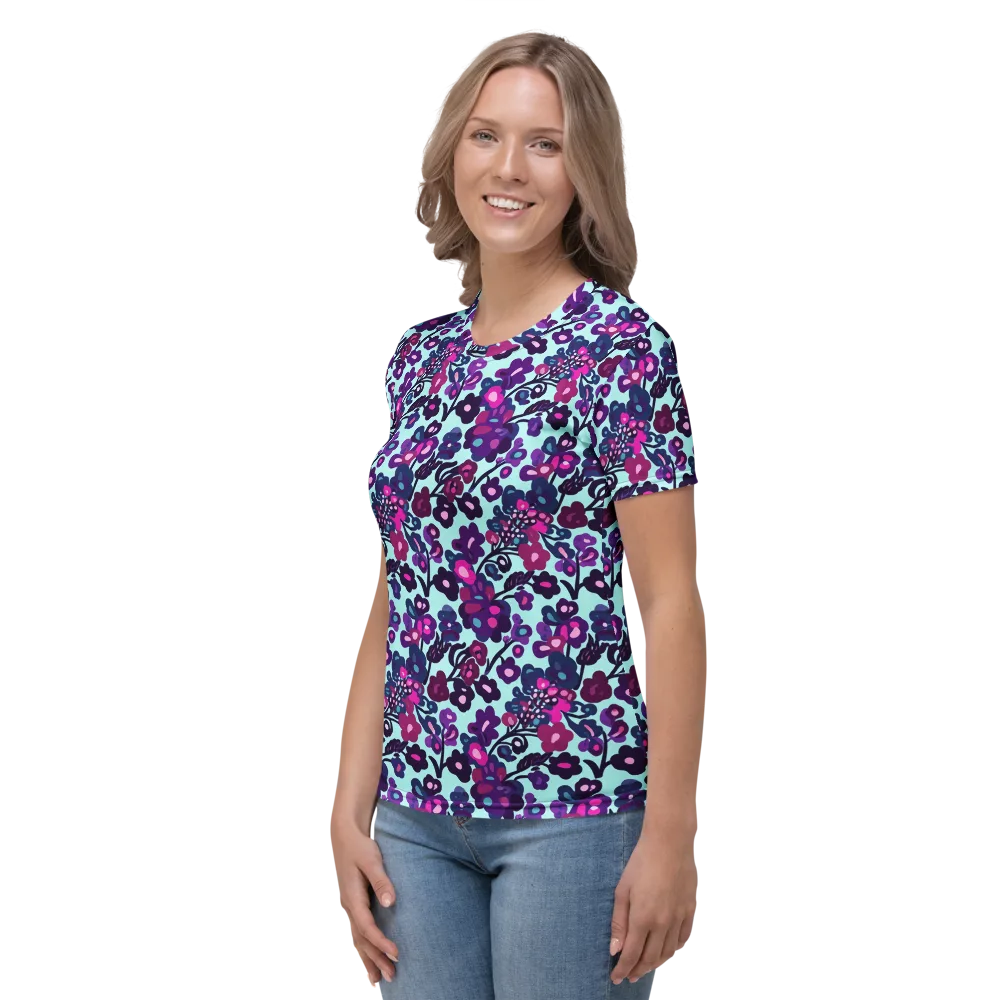 Electric Wildflowers on Women's Crew Neck T-Shirt — Left