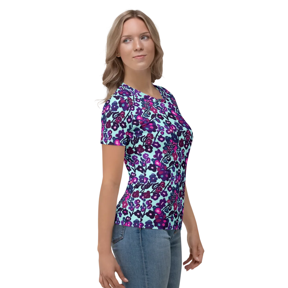 Electric Wildflowers on Women's Crew Neck T-Shirt — Right