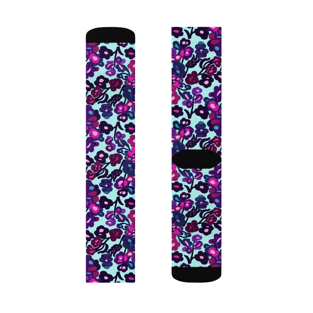 Electric Wildflowers on Socks — Left Sock