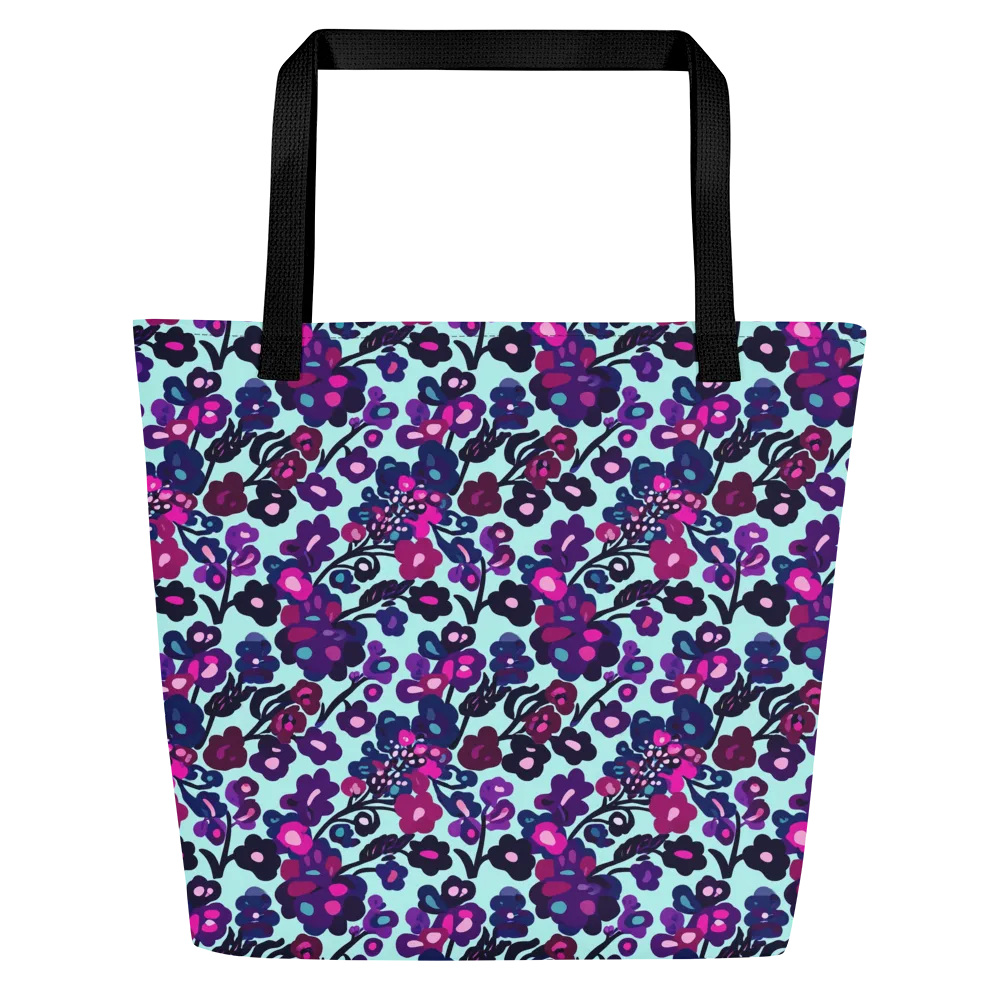 Electric Wildflowers on Large Tote Bag W/ Pocket — Front