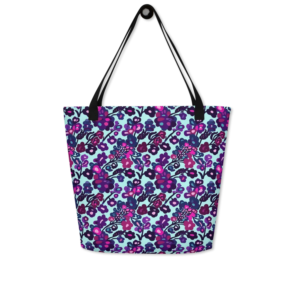 Electric Wildflowers on Large Tote Bag W/ Pocket — Front