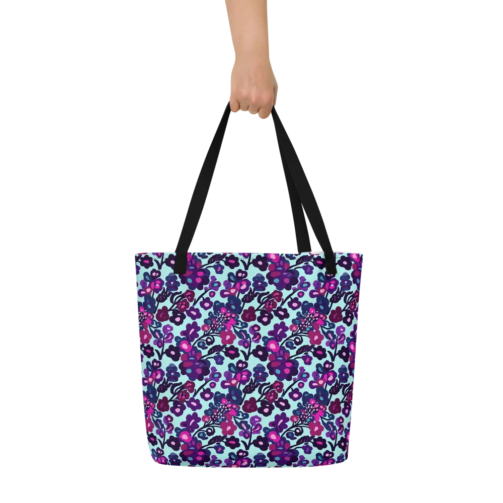Electric Wildflowers on Large Tote Bag W/ Pocket — Front