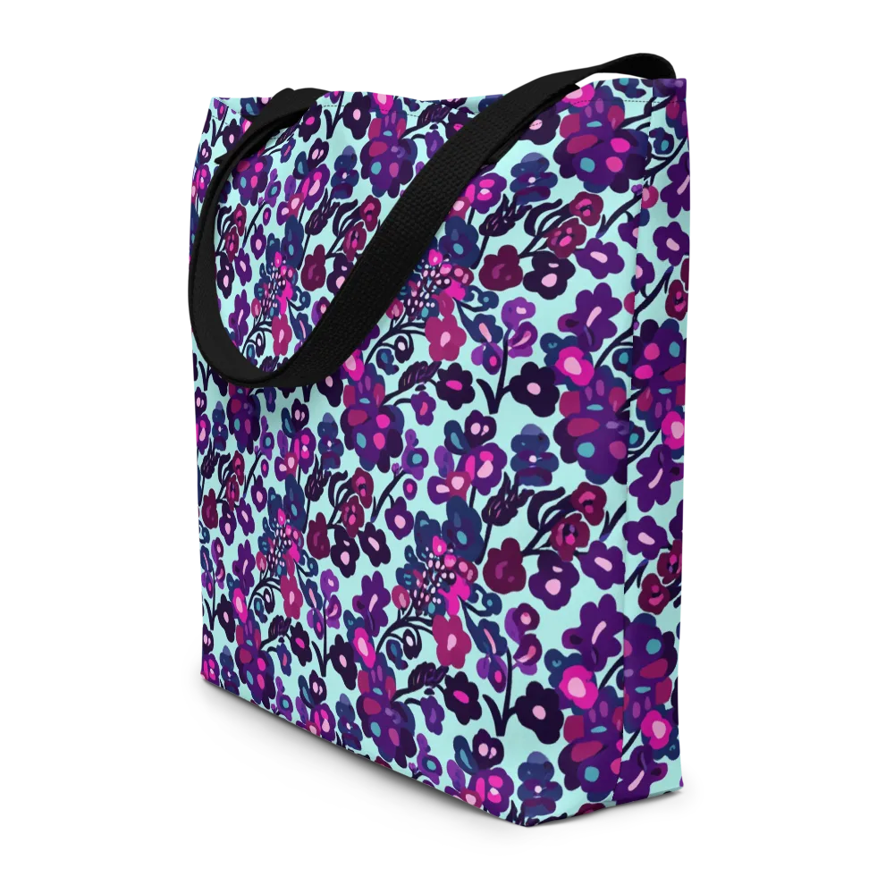 Electric Wildflowers on Large Tote Bag W/ Pocket — Front