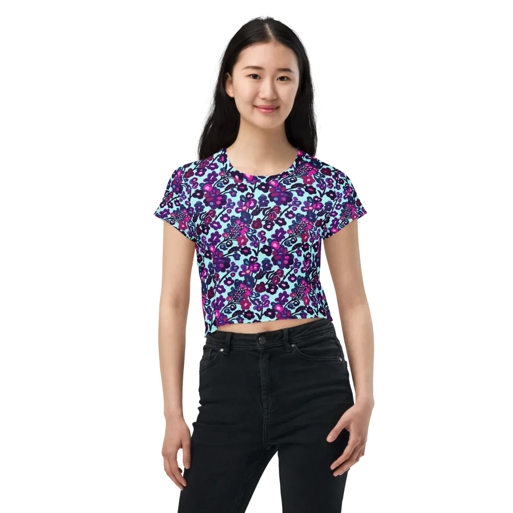 Electric Wildflowers on Crop Tee — Front