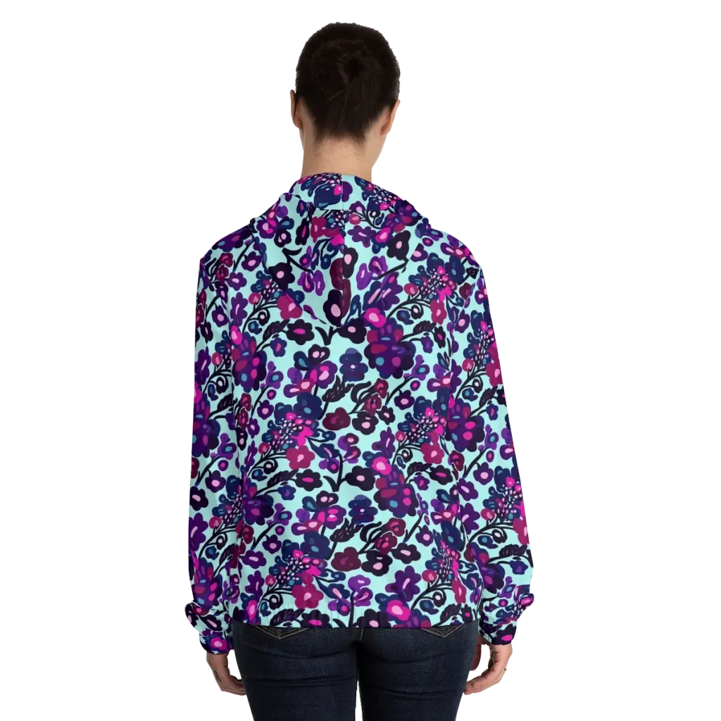 Electric Wildflowers on Women's Full-Zip Hoodie — Back On Person