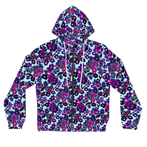Electric Wildflowers on a Women's Full-Zip Hoodie