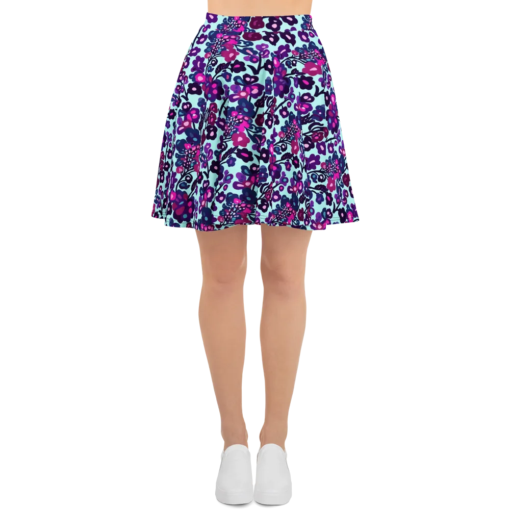 Electric Wildflowers on Skater Skirt — Front